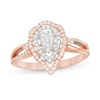 Thumbnail Image 1 of 0.33 CT. T.W. Composite Diamond Double Scallop Pear Frame Split Shank Ring in 10K Two-Tone Gold