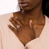 Thumbnail Image 2 of Emerald-Cut Rose de France Amethyst and 0.45 CT. T.W. Diamond Frame Double Row Engagement Ring in 14K Rose Gold