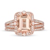 Emerald-Cut Morganite and 0.40 CT. T.W. Diamond Frame Split Shank Bridal Set in 14K Rose Gold