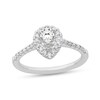 Thumbnail Image 1 of 0.79 CT. T.W. Diamond Pear-Shaped Diamond Frame Engagement Ring in Platinum
