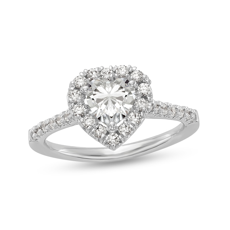 1.08 CT. T.W. Heart-Shaped Diamond Frame Engagement Ring in Platinum