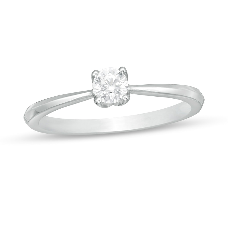 Main Image 1 of Trouvaille Collection 0.25 CT. DeBeers®-Graded Diamond Solitaire Engagement Ring in 18K White Gold (F/I1)