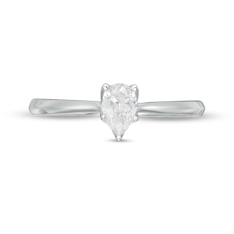 Trouvaille Collection CT. DeBeers®-Graded Pear-Shaped Diamond Solitaire Engagement Ring in 18K White Gold (F/SI2