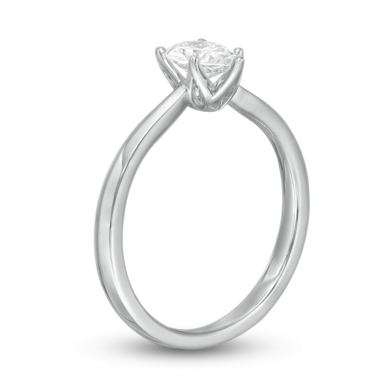 Trouvaille Collection 0.50 CT. DeBeers®-Graded Pear-Shaped Diamond Solitaire Engagement Ring in 18K White Gold (F/SI2)