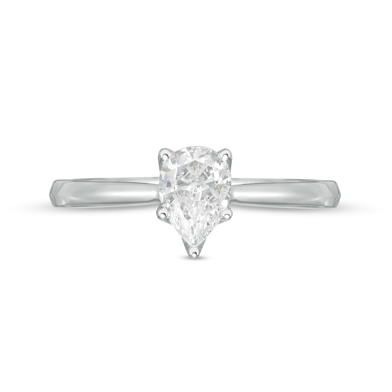 Trouvaille Collection 0.50 CT. DeBeers®-Graded Pear-Shaped Diamond Solitaire Engagement Ring in 18K White Gold (F/SI2)