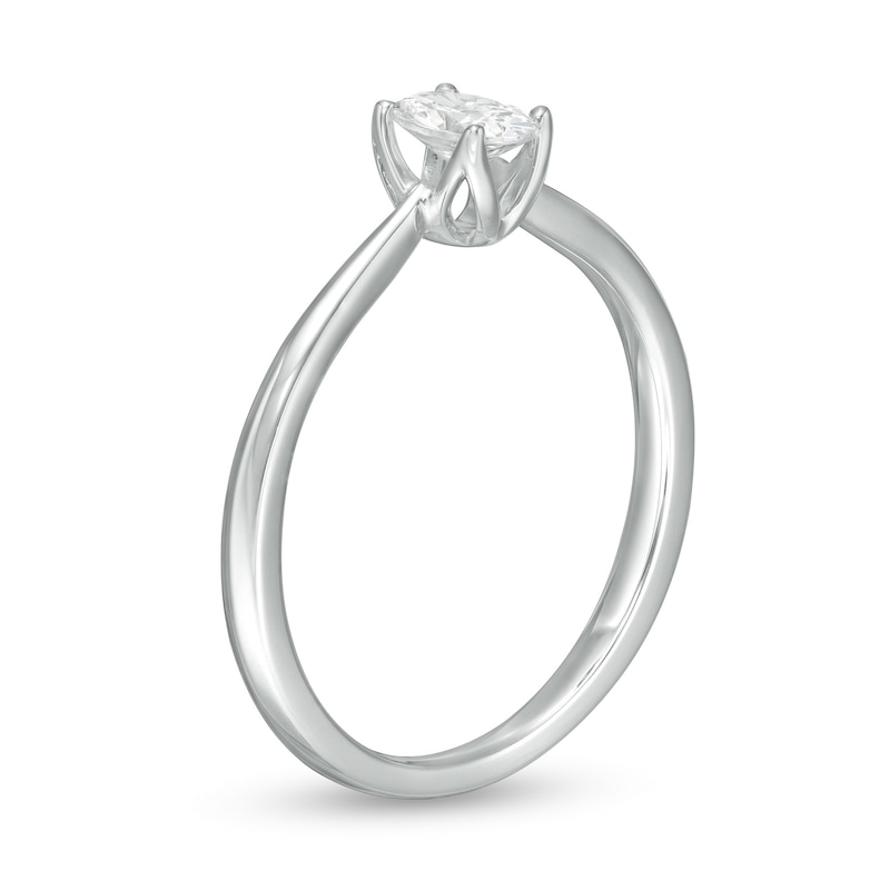 Main Image 3 of Trouvaille Collection 0.30 CT. DeBeers®-Graded Oval Diamond Solitaire Engagement Ring in 18K White Gold (F/SI2)
