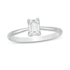 Thumbnail Image 0 of Trouvaille Collection 0.50 CT. DeBeers®-Graded Emerald-Cut Diamond Solitaire Engagement Ring in 18K White Gold (F/SI2)