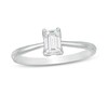 Thumbnail Image 1 of Trouvaille Collection 0.50 CT. DeBeers®-Graded Emerald-Cut Diamond Solitaire Engagement Ring in 18K White Gold (F/SI2)
