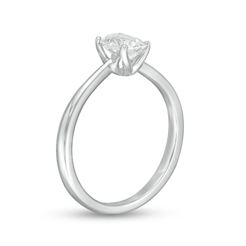 Trouvaille Collection 0.50 CT. DeBeers®-Graded Emerald-Cut Diamond Solitaire Engagement Ring in 18K White Gold (F/SI2)