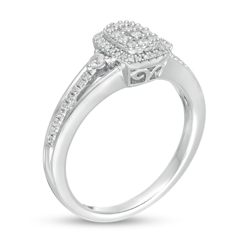 Main Image 2 of 0.33 CT. T.W. Composite Diamond Rectangular Frame Ring in 10K White Gold