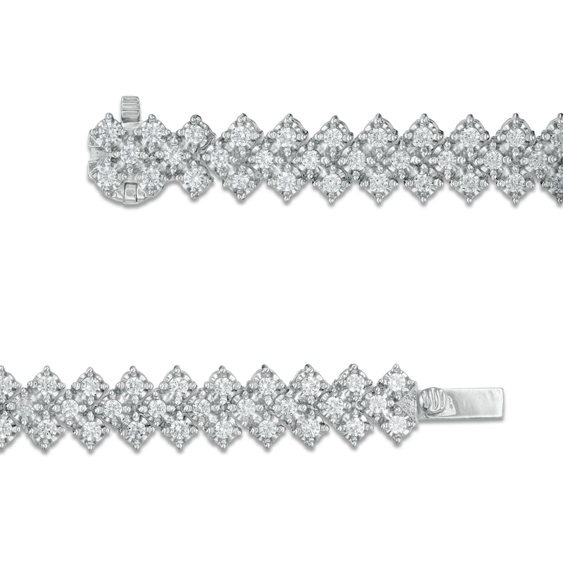 Main Image 3 of 3.00 CT. T.W. Diamond Tennis-Style Chevron Bracelet in Sterling Silver