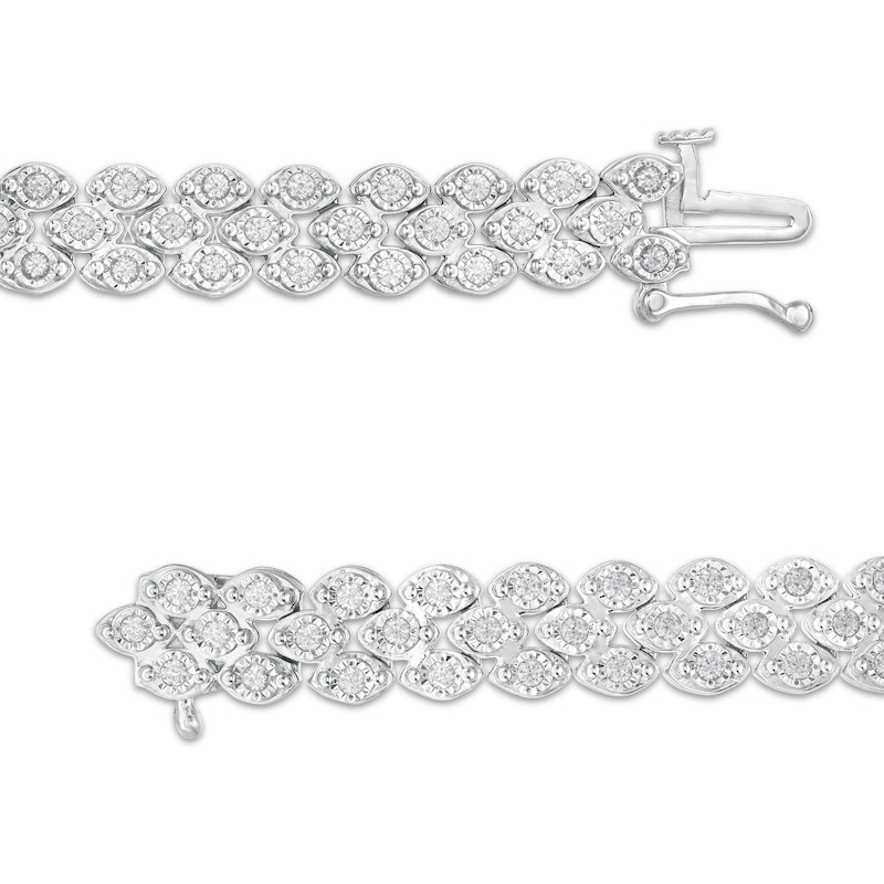 Main Image 3 of 2.00 CT. T.W. Diamond Multi-Row Bracelet in Sterling Silver