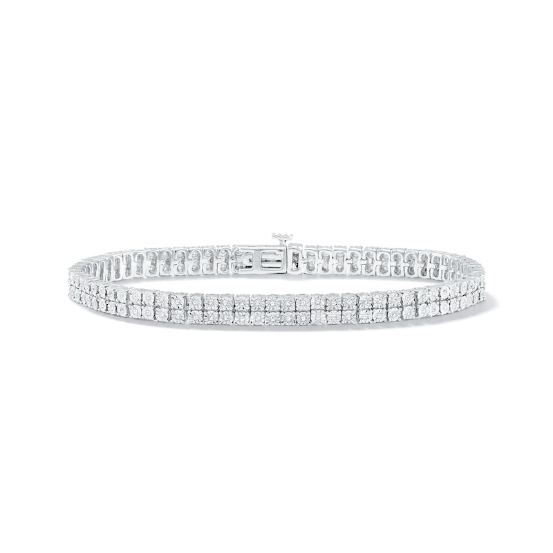 Main Image 1 of 0.50 CT. T.W. Diamond Double Row Tennis Bracelet in Sterling Silver