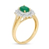 Thumbnail Image 2 of Oval Emerald and 0.20 CT. T.W. Diamond Flower Frame Split Shank Ring in 10K Gold