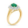 Thumbnail Image 3 of Oval Emerald and 0.20 CT. T.W. Diamond Flower Frame Split Shank Ring in 10K Gold