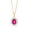 Thumbnail Image 1 of Oval Ruby and 0.20 CT. T.W. Baguette and Round Diamond Starburst Frame Pendant in 10K Gold