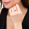 Thumbnail Image 2 of Oval Blue Sapphire and 0.05 CT. T.W. Diamond Scroll Open Shank Vintage-Style Ring in 10K Gold