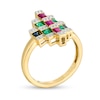 Thumbnail Image 3 of Baguette Ruby, Emerald, Blue Sapphire and 0.08 CT. T.W. Diamond Geometric Ring in 10K Gold