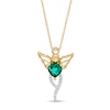 Thumbnail Image 1 of 5.0mm Heart-Shaped Lab-Created Emerald and 0.04 CT. T.W. Diamond Angel Pendant in 10K Gold