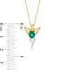 Thumbnail Image 3 of 5.0mm Heart-Shaped Lab-Created Emerald and 0.04 CT. T.W. Diamond Angel Pendant in 10K Gold