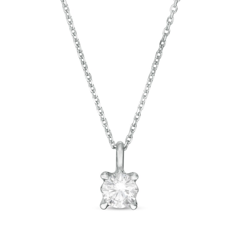 Main Image 1 of Trouvaille Collection 0.30 CT. DeBeers®-Graded Diamond Solitaire Pendant in 14K White Gold (F/I1)