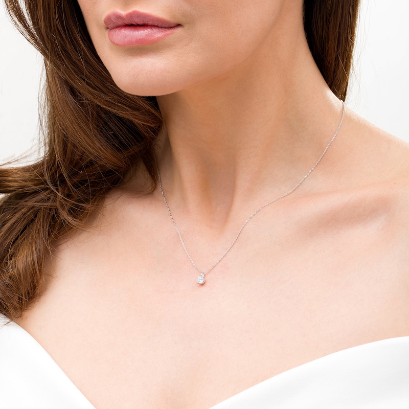 Main Image 2 of Trouvaille Collection 0.30 CT. DeBeers®-Graded Diamond Solitaire Pendant in 14K White Gold (F/I1)