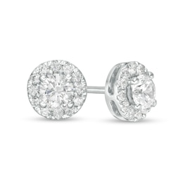 Trouvaille Collection 0.50 CT. T.W. DeBeers®-Graded Diamond Frame Stud Earrings in 14K White Gold (F/I1)