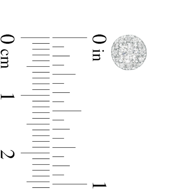 Main Image 3 of Trouvaille Collection 0.50 CT. T.W. DeBeers®-Graded Diamond Frame Stud Earrings in 14K White Gold (F/I1)