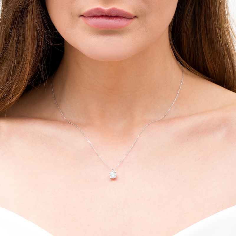 Main Image 2 of Trouvaille Collection 1.00 CT. DeBeers®-Graded Diamond Solitaire Pendant in 14K White Gold (F/I1)
