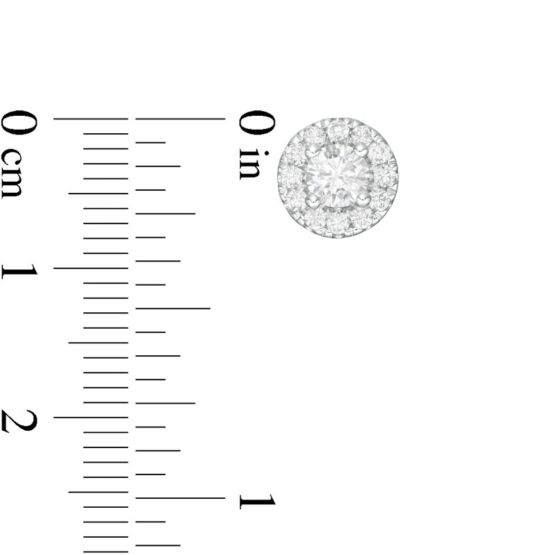 Main Image 3 of Trouvaille Collection 1.00 CT. T.W. DeBeers®-Graded Diamond Frame Stud Earrings in 14K White Gold (F/I1)