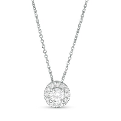 Trouvaille Collection CT. T.W. DeBeers®-Graded Diamond Frame Pendant in 14K White Gold (F/I1
