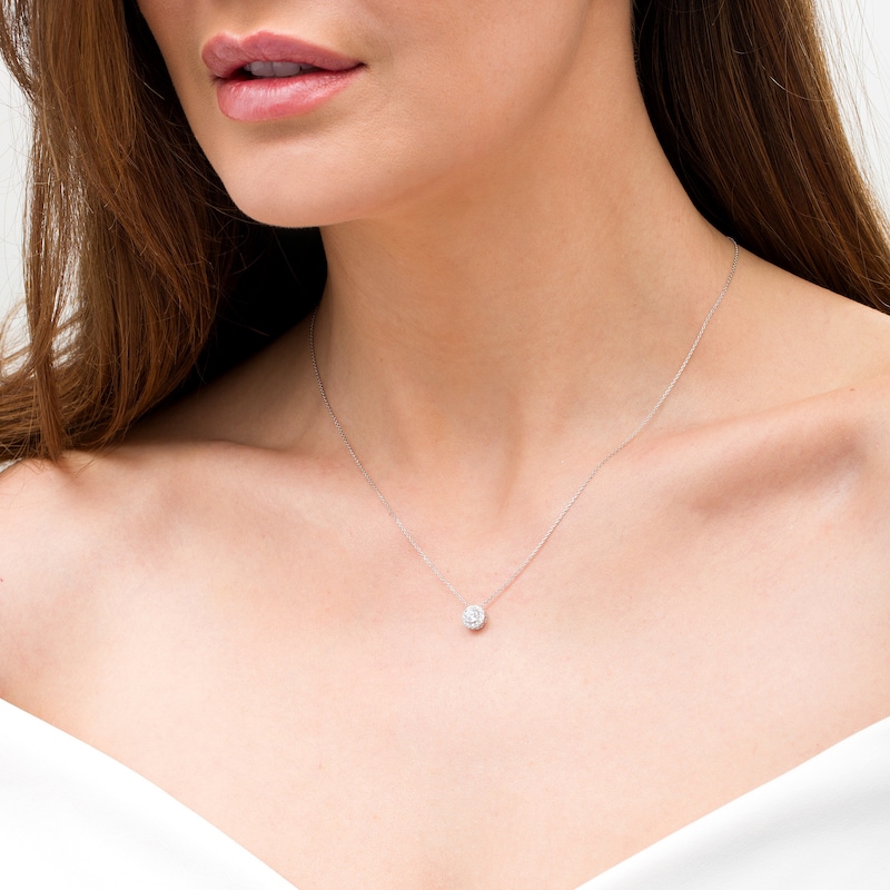 Main Image 2 of Trouvaille Collection 0.33 CT. T.W. DeBeers®-Graded Diamond Frame Pendant in 14K White Gold (F/I1)