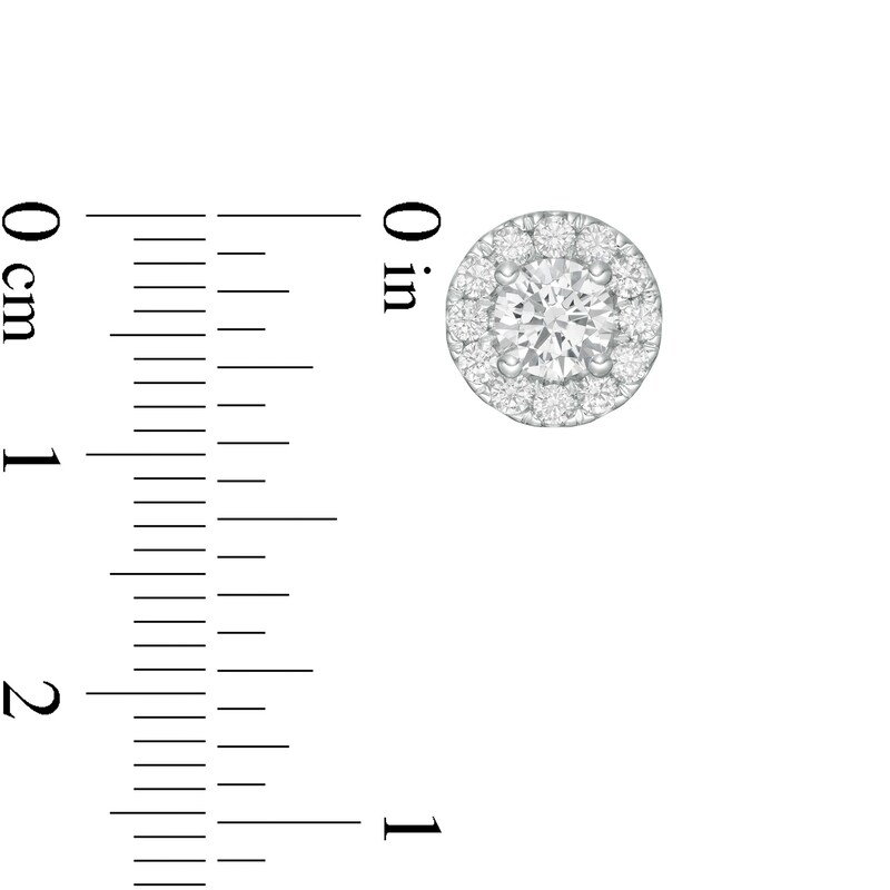 Main Image 3 of Trouvaille Collection 1.50 CT. T.W. DeBeers®-Graded Diamond Frame Stud Earrings in 14K White Gold (F/I1)