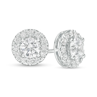 Trouvaille Collection 2.00 CT. T.W. Certified Diamond Frame Stud Earrings in 14K White Gold (F/I1)