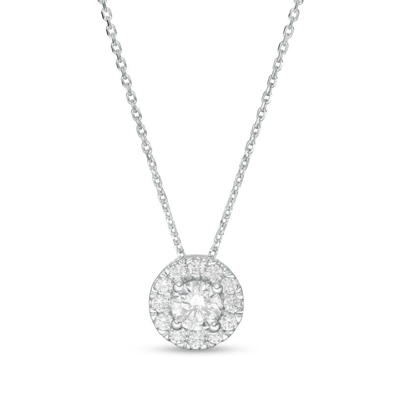Main Image 1 of Trouvaille Collection 0.50 CT. T.W. DeBeers®-Graded Diamond Frame Pendant in 14K White Gold (F/I1)