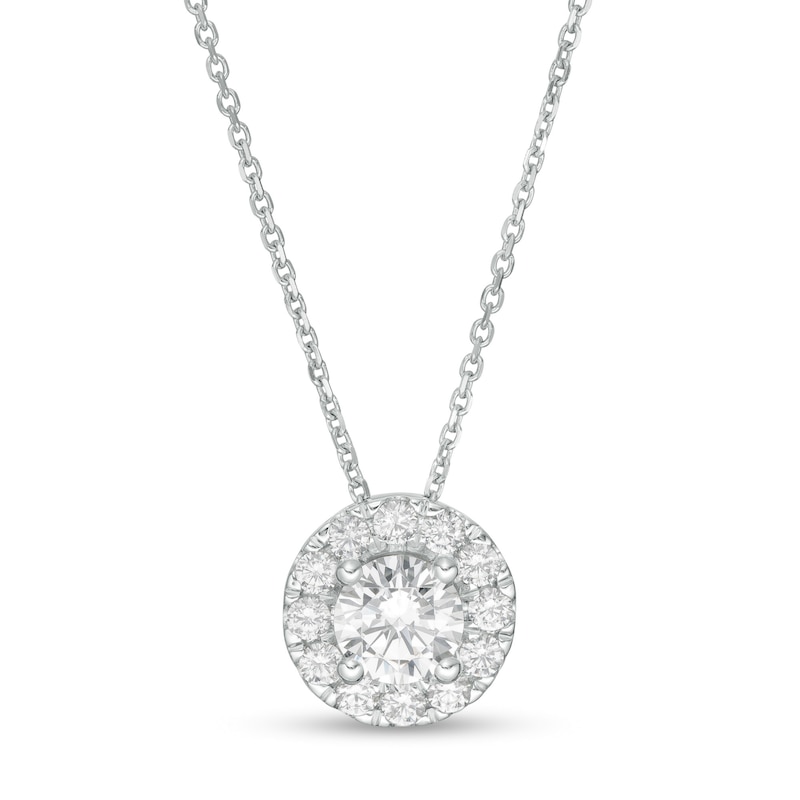 Main Image 1 of Trouvaille Collection 0.75 CT. T.W. DeBeers®-Graded Diamond Frame Pendant in 14K White Gold (F/I1)