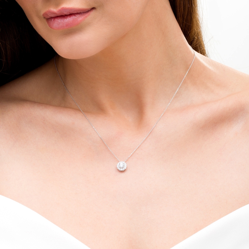 Main Image 2 of Trouvaille Collection 0.75 CT. T.W. DeBeers®-Graded Diamond Frame Pendant in 14K White Gold (F/I1)