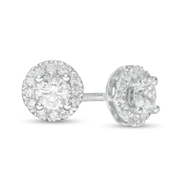 Trouvaille Collection 0.75 CT. T.W. DeBeers®-Graded Diamond Frame Stud Earrings in 14K White Gold (F/I1)