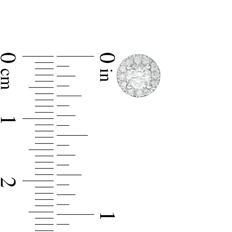 Main Image 3 of Trouvaille Collection 0.75 CT. T.W. DeBeers®-Graded Diamond Frame Stud Earrings in 14K White Gold (F/I1)