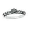 Thumbnail Image 0 of 0.58 CT. T.W. Black Diamond Vintage-Style Engagement Ring in 10K White Gold