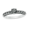 Thumbnail Image 1 of 0.58 CT. T.W. Black Diamond Vintage-Style Engagement Ring in 10K White Gold