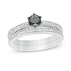 Thumbnail Image 0 of 0.45 CT. T.W. Enhanced Black and White Diamond Vintage-Style Bridal Set in 10K White Gold