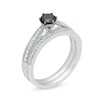Thumbnail Image 3 of 0.45 CT. T.W. Enhanced Black and White Diamond Vintage-Style Bridal Set in 10K White Gold