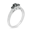 Thumbnail Image 3 of 0.45 CT. T.W. Enhanced Black and White Diamond Three Stone Engagement Ring in Sterling Silver