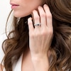 Thumbnail Image 2 of 0.69 CT. T.W. Enhanced Black and White Diamond Cushion Frame Vintage-Style Engagement Ring in 10K White Gold