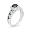 Thumbnail Image 2 of 0.69 CT. T.W. Enhanced Black and White Diamond Cushion Frame Vintage-Style Engagement Ring in 10K White Gold