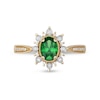 Thumbnail Image 3 of Oval Emerald and 0.10 CT. T.W. Diamond Sunburst Frame Vintage-Style Tapered Shank Ring in 10K Gold