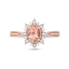 Thumbnail Image 2 of Oval Morganite and 0.10 CT. T.W. Diamond Sunburst Frame Vintage-Style Tapered Shank Ring in 10K Rose Gold