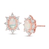 Thumbnail Image 1 of Oval Opal and 0.12 CT. T.W. Diamond Starburst Frame Vintage-Style Stud Earrings in 10K Rose Gold