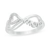 Thumbnail Image 1 of 0.04 CT. T.W. Diamond Heart and "mom" Infinity Loop Ring in Sterling Silver - Size 7